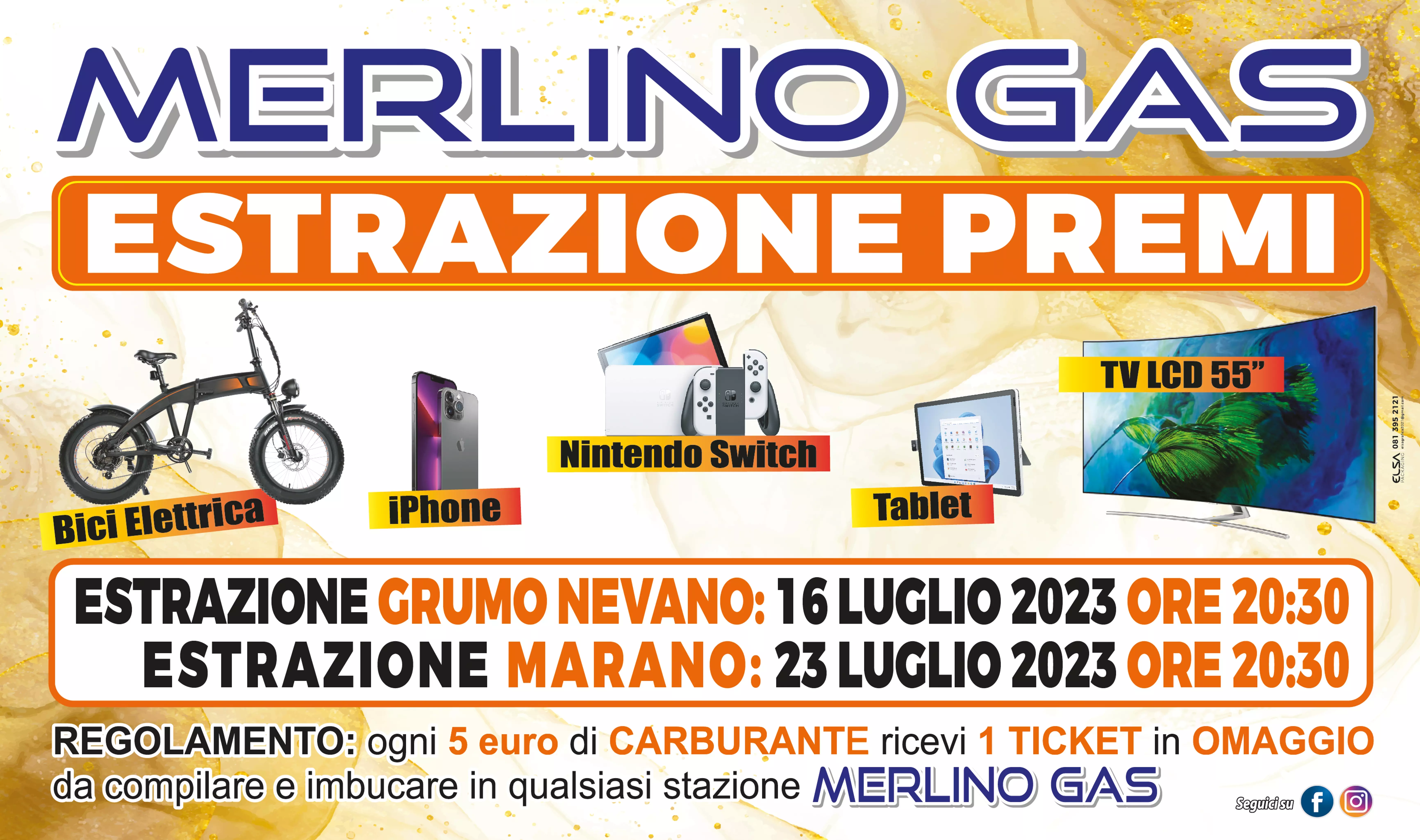 Locandina delle estrazioni a premi Merlino Carburanti